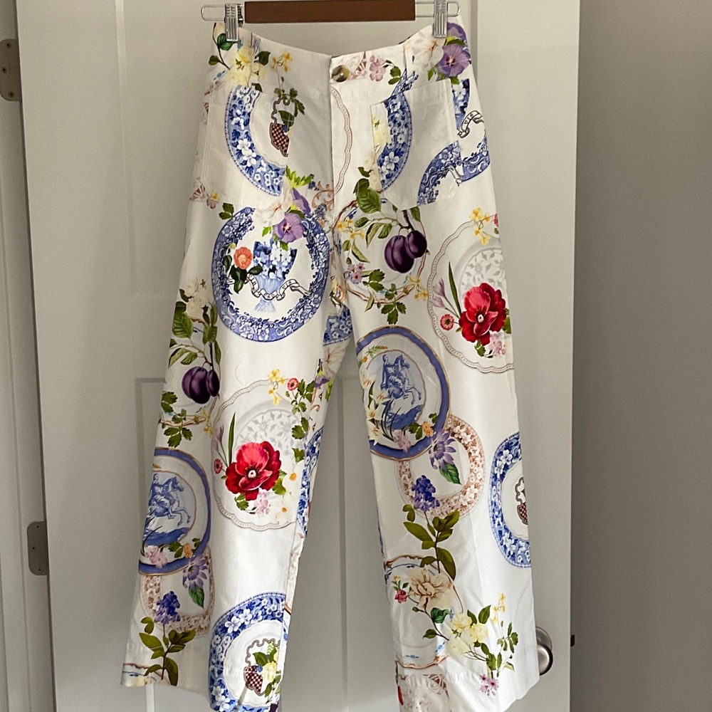 Anthropologie Floral Straight Leg Pants - Multicolor